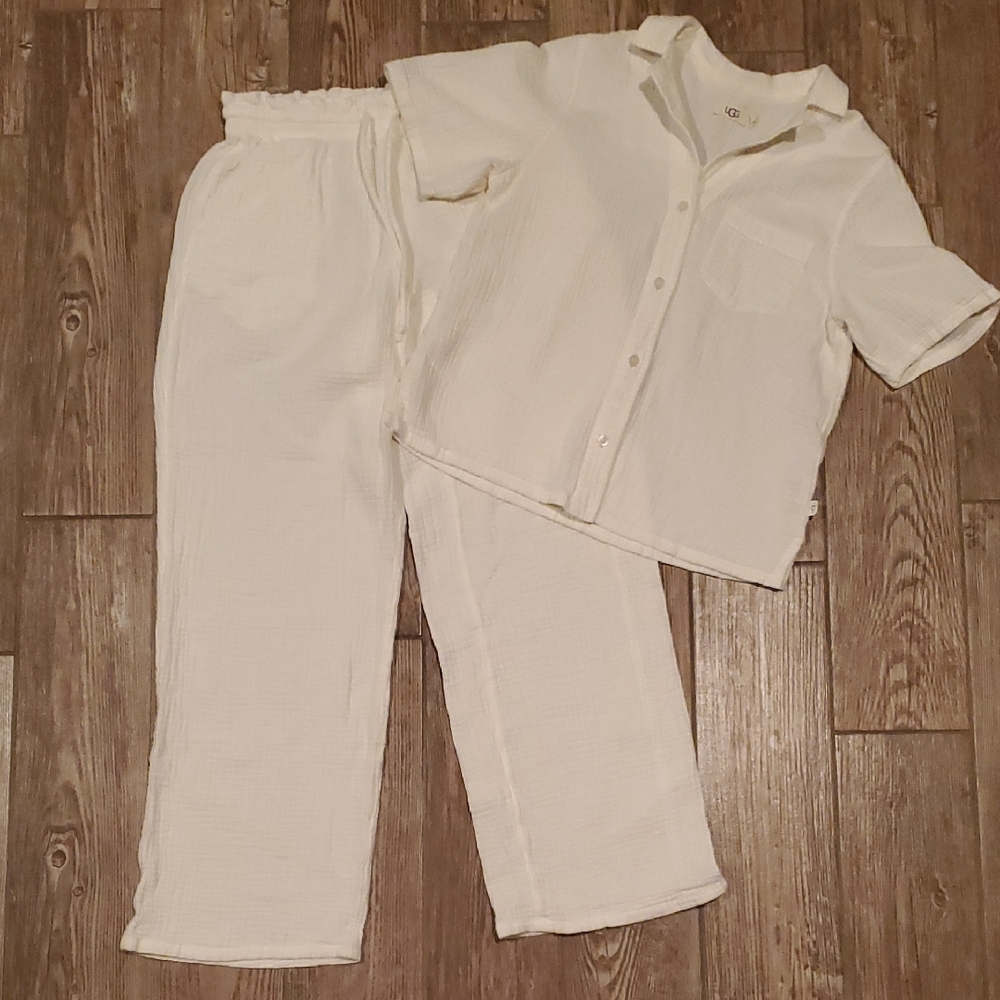 UGG Women's Soft Pajamas Cream Textured Fabric Size Small